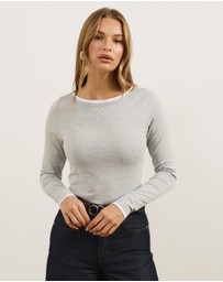 Atmos&Here - Contrast Long Sleeve Organic Cotton T-Shirt