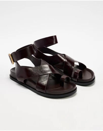 AERE - Leather Crossover Footbed Sandals
