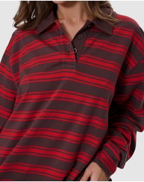 Thrills - Conditions Apply Stripe Long Sleeve Polo