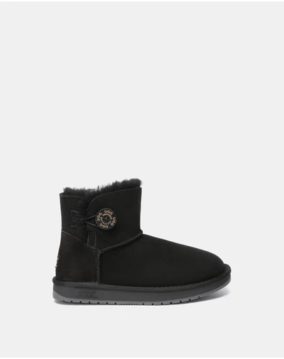EVERAU - Australian Shepherd Ugg Mini Button Sheepskin Upper UGG Boots