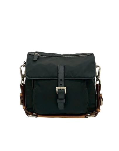 Pre-Loved by Azura Reborn - Pre-Loved Saffiano Trimmed Tessuto Shoulder Bag