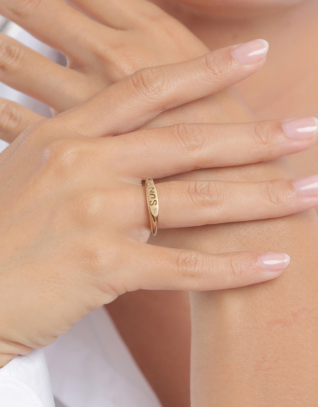 Elli Jewelry - SUN Signet Ring in Gold-Plated 925 Sterling Silver