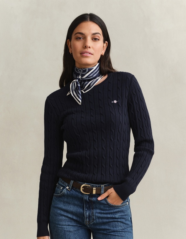 Gant - Stretch Cotton Cable Crew Neck Knit