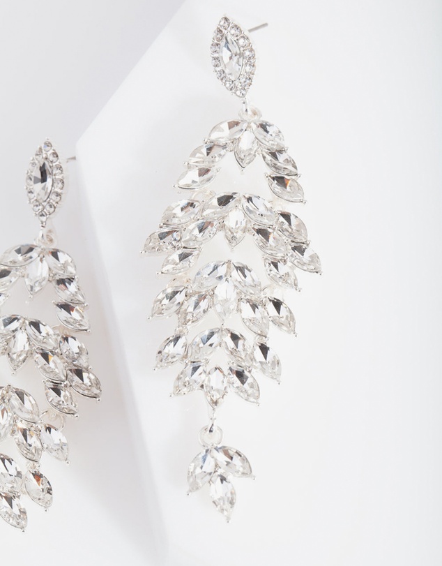 Lovisa - Silver Navette Stone Drop Earrings