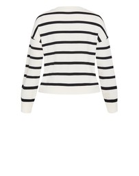 City Chic - Plus size Kenia Stripe Crew Neck Knit Jumper - vanilla