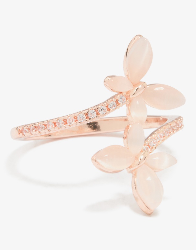 Lovisa - Rose Gold Cubic Zirconia Open Butterfly Ring
