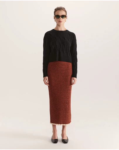 SABA - Leo Wool Rib Knit Skirt