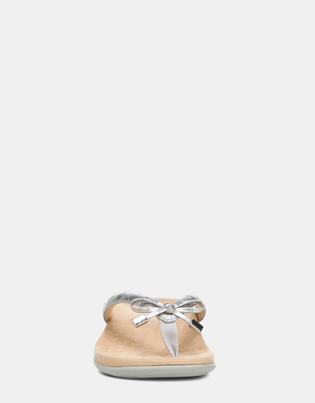 Vionic - Bella Toe Post Sandal - Silver Metallic Croc