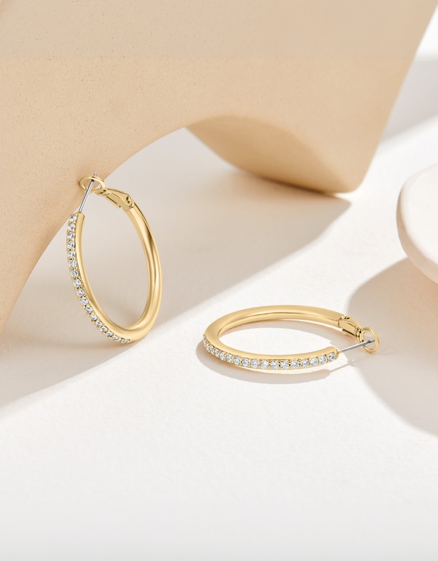 Mestige - Bailee Hoops Earrings embellished with crystals by Swarovski® - 18K Gold Plated