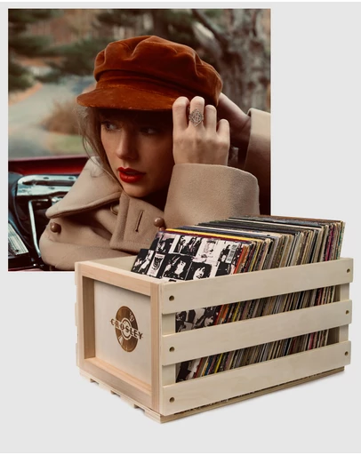 Universal Music - Crosley Record Storage Crate & Taylor Swifts Version Red Vinyl Album Bundle