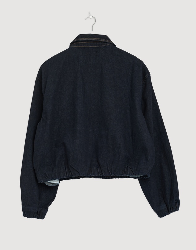 Revibe - Repaired Minima Esenciales Mara Bubble Hem Denim Bomber Jacket - AU 12