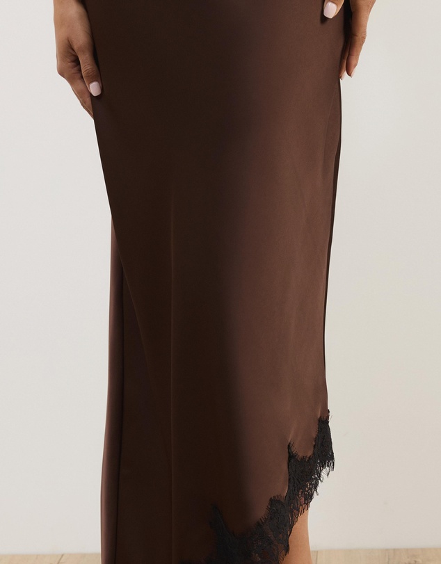 Atmos&Here - Leoni Asymmetric Lace Satin Skirt