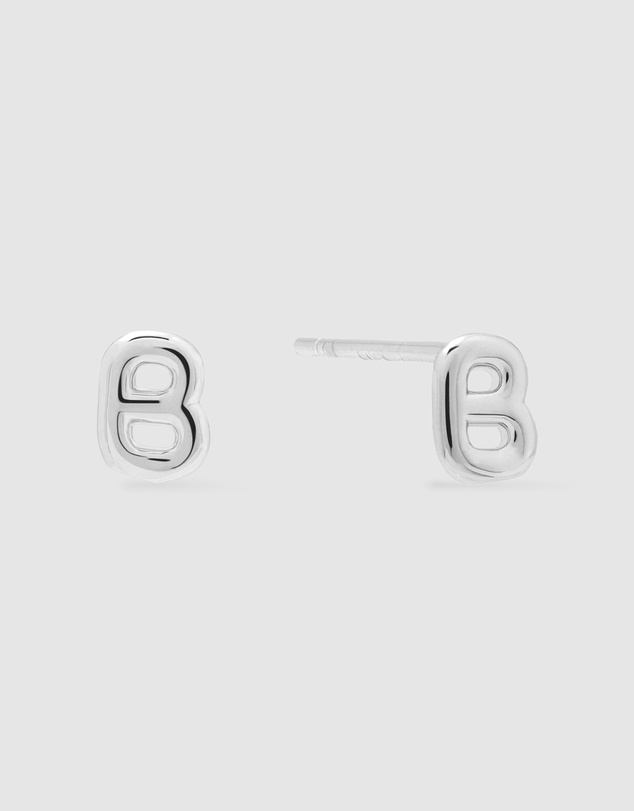 Wanderlust + Co - Alphabet Bubble Silver Stud Earrings - Letter B
