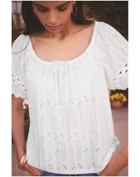 NEXT - Broderie Short Sleeve Ric Rac Top