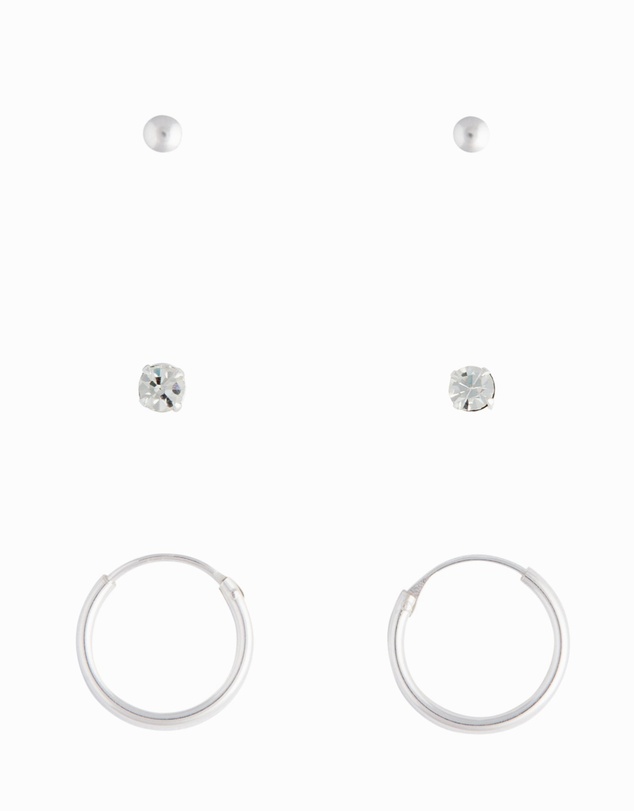 Lovisa - Sterling Silver Stud Diamante & Hoop Pack