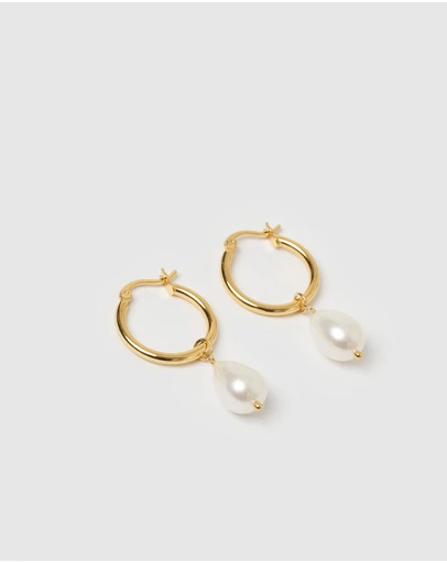 Arms Of Eve - Augusta Gold Hoop & Freshwater Pearl Earrings - Small
