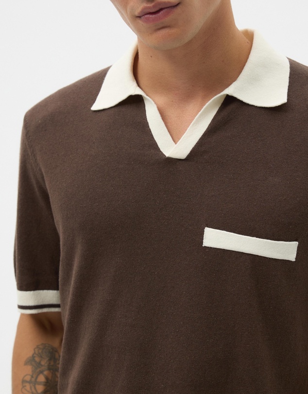 AERE - Contrast Linen Blend Polo