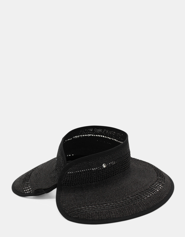 Morgan & Taylor - Tessa Woven Straw Visor in Black