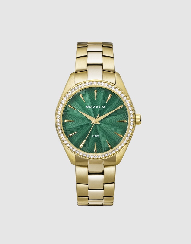 Maxum - Sydney - Green Dial, Gold Tone Case & Gold Bracelet