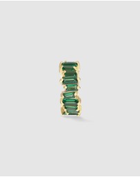 Wanderlust + Co - Jagged Baguette Emerald & Gold 9mm Ear Cuff
