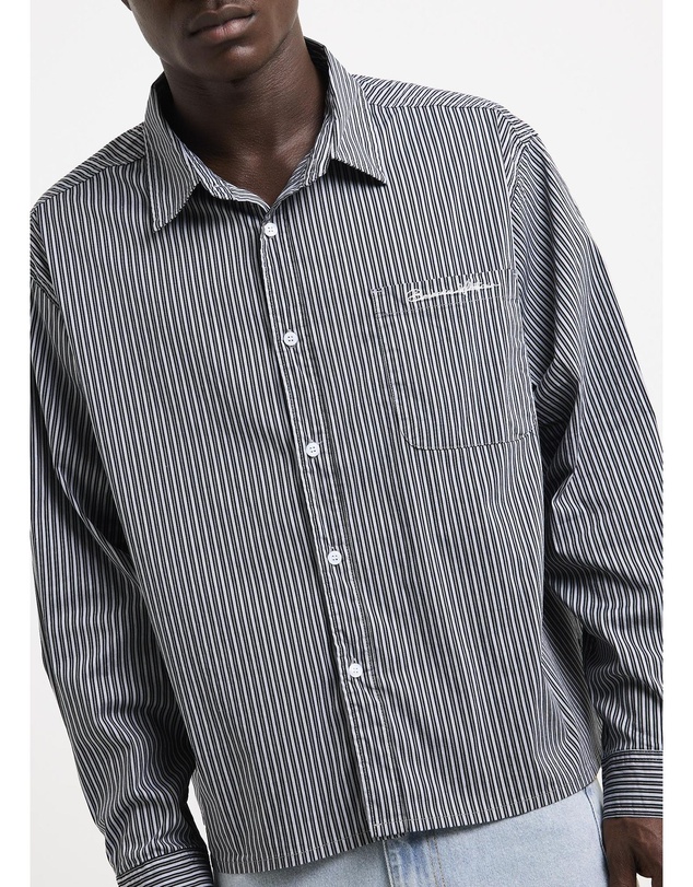 Black Noise White Rain - Miami Striped Long Sleeve Shirt