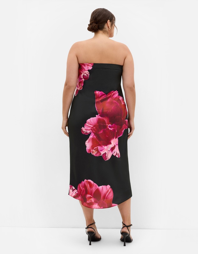 City Chic - Plus size Amari Fleur Print Slip Dress - black