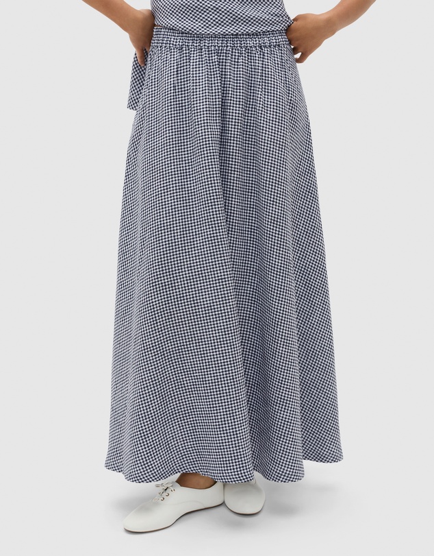 Seed Heritage - Linen Gingham Elasticated Skirt