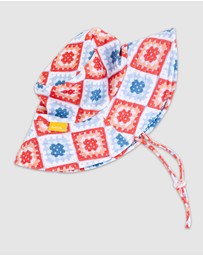 Tyoub - Tyoub Wide Brim Bucket Hat Modern Retro Granny Square