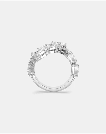 Swarovski - Matrix ring, Mixed cuts, White, Rhodium plated