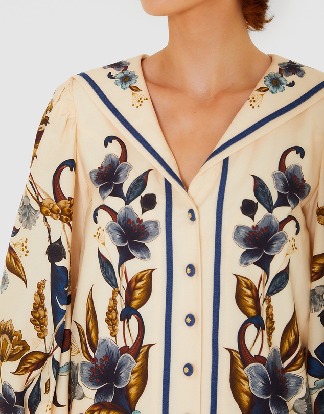 Farm Rio - Golden Nature Long Sleeve Mini Dress
