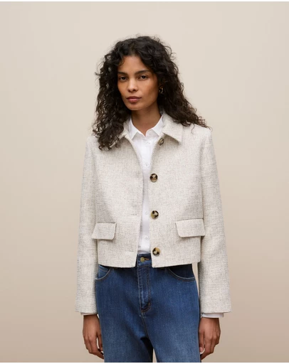 Trenery - Tweed Cropped Jacket in Birch