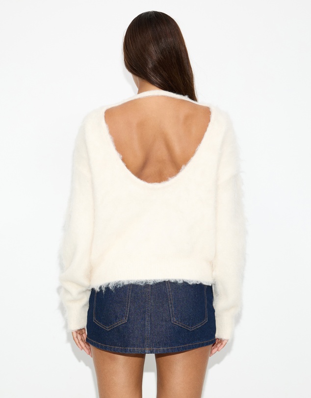Dazie - Yasmin Open Back Fluffy Knit Jumper