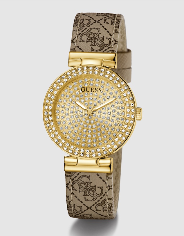 GUESS - Guess Ivy Ladies Beige Gold Tone Analogue Watch