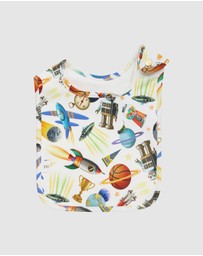 Fleur Harris - 'Blast Off' Dandy Duo Bibs in Cloud White