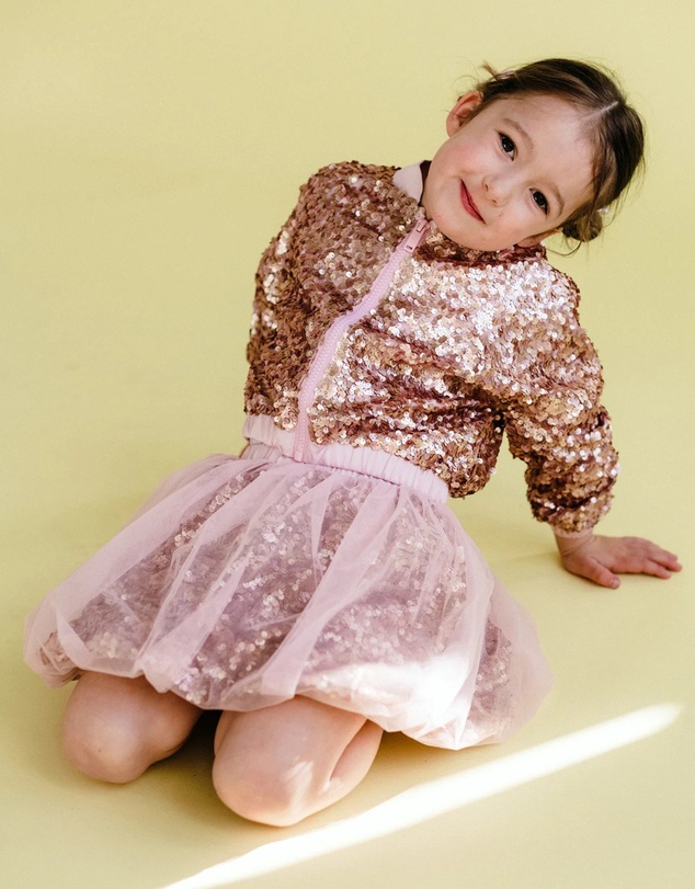Rock Your Kid - Rebel Bubble Sequin Skirt in Champagne