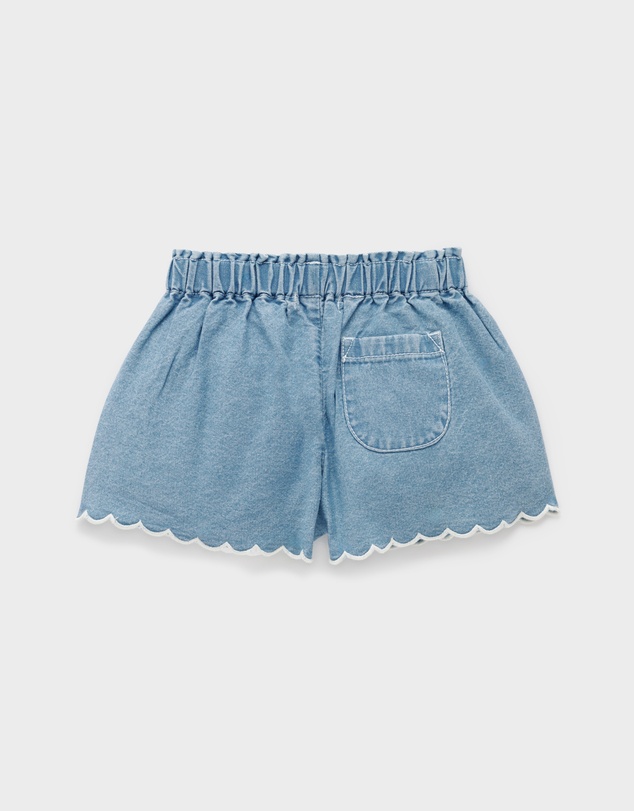 Purebaby - Scalloped Denim Shorts- Kids-Babies