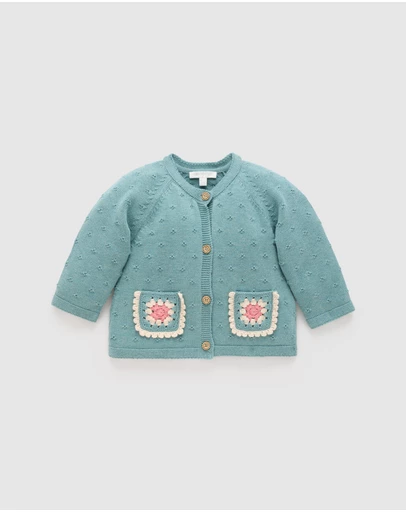 Purebaby - Crochet Pocket Cardigan -Kids-Babies