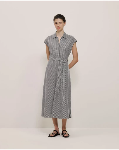 Trenery - Gingham Belted Dress in Black
