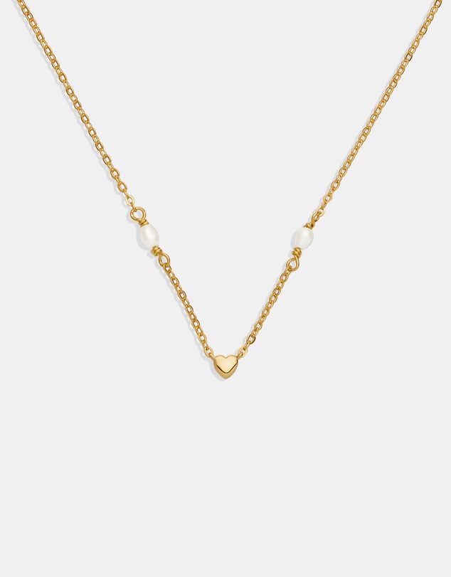 SAINT VALENTINE - Heart & Pearl Necklace - Gold