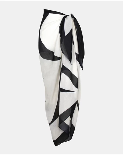 Morgan & Taylor - Primavera Beach Sarong in Black and White