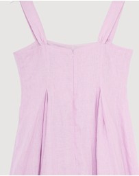 Revibe - Repaired AERE Inara Pleated Linen Midi Dress - AU 14
