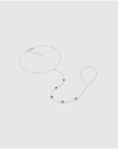 Elli Jewelry - Blue Crystal Hand Chain in 925 Silver