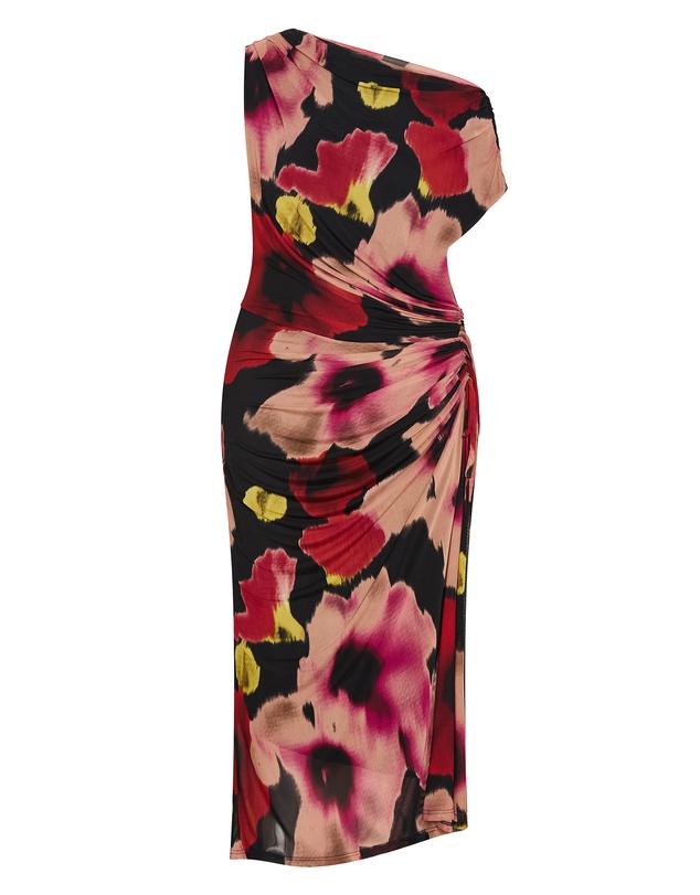 City Chic - Vivid Mesh Haze Print Maxi Dress