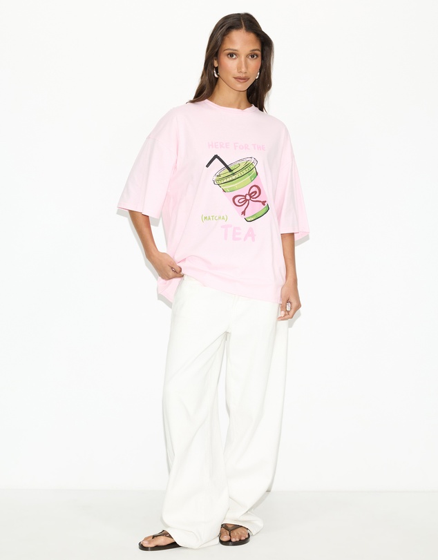 Dazie - Here For The Tea Oversized Graphic Tee