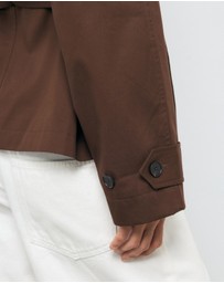 AERE - Sadie Funnel Neck Crop Trench Coat