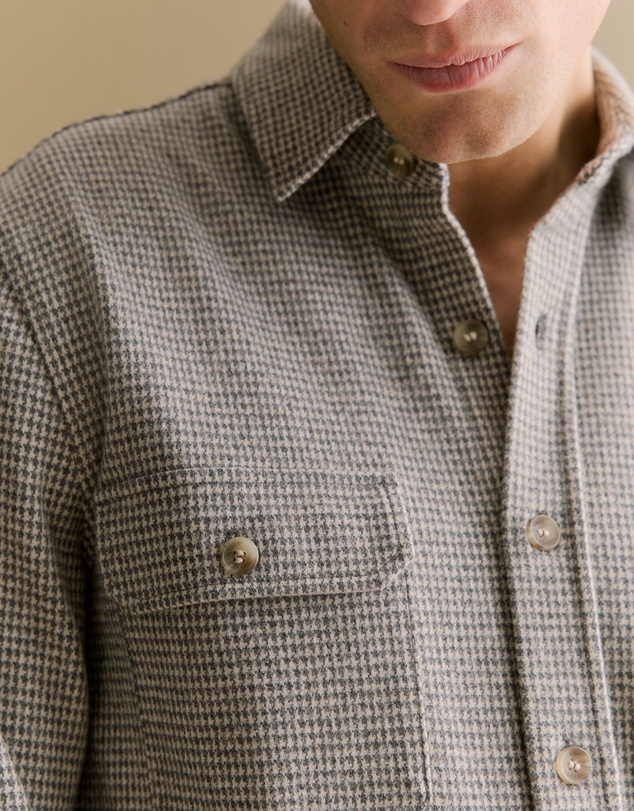 Trenery - Puppytooth Jacquard Overshirt in Asphalt