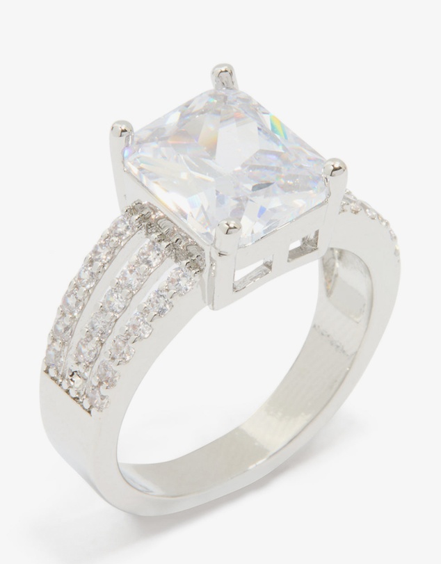 Lovisa - Silver Cubic Zirconia Square Band Ring
