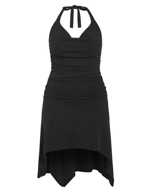 City Chic - Plus size Amber Halter Asymmetrical Hem Dress - black