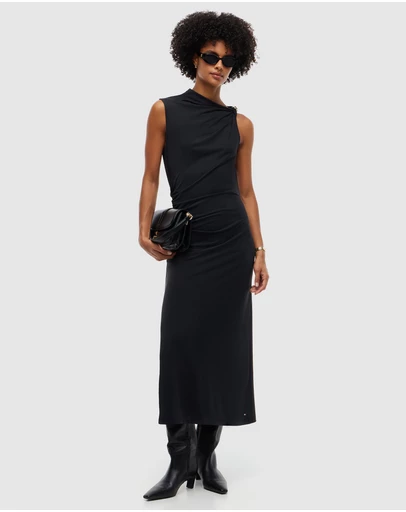Tommy Hilfiger - Twist Ruched Slim Sleeveless Maxi Dress