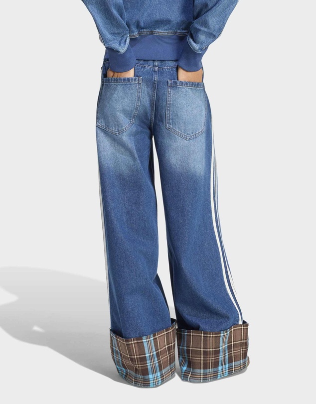 adidas Originals - VINTAGE WIDE LEG JEANS WITH CHECKED SEAM Womens